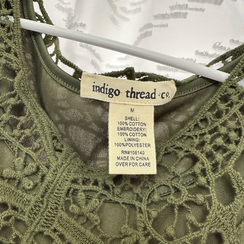 Indigo Thread Co. Olive Crochet Women's Tunic - Picture 2 of 3